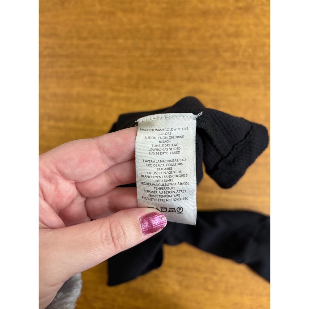 Free People Black Ribbed Square Neck Long Sleeve Grommet Cuff Top XS - Picture 6 of 9